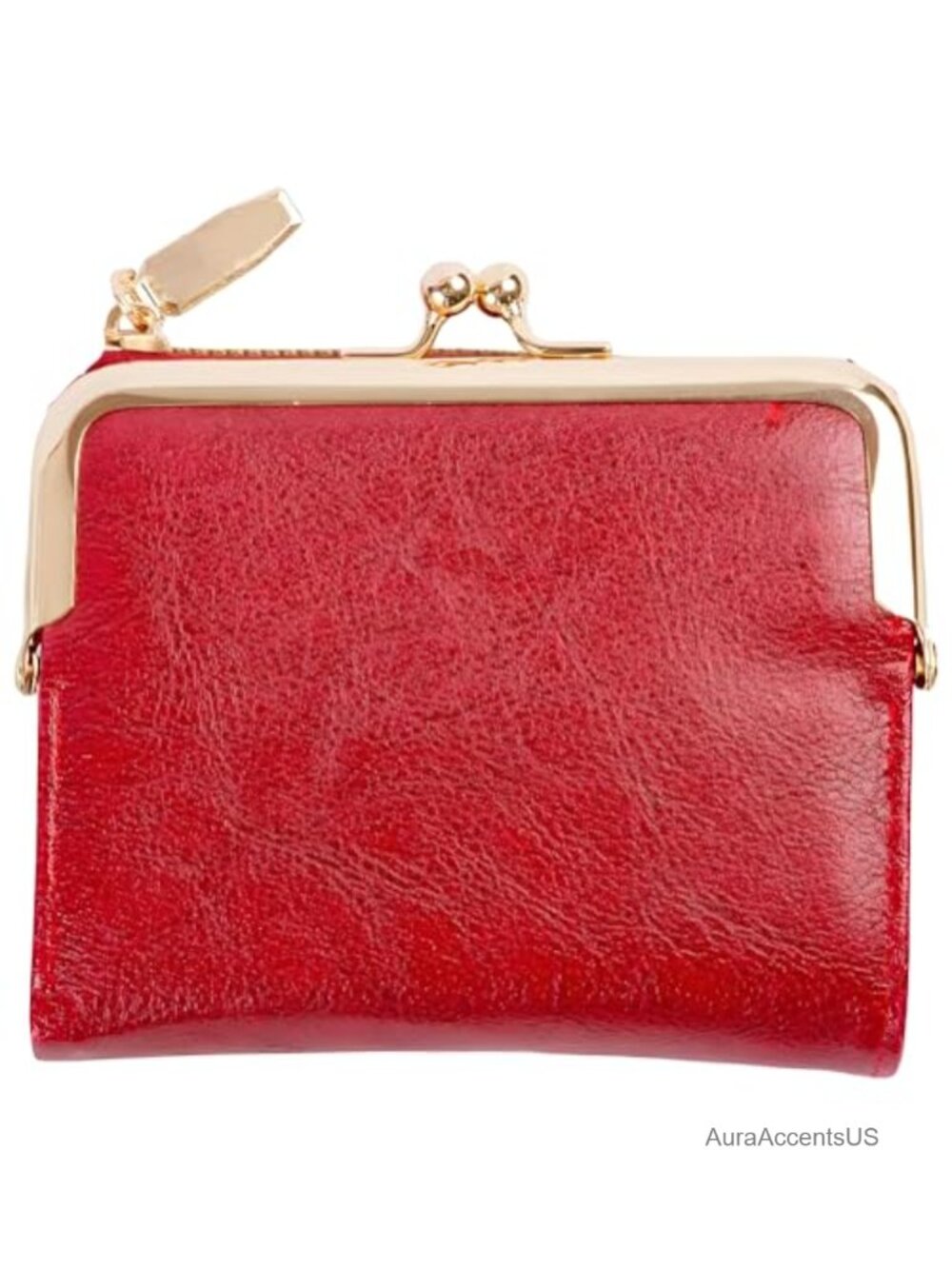 Vintage PU Leather Bifold Wallet with Kiss Lock RFID Protection for Women
